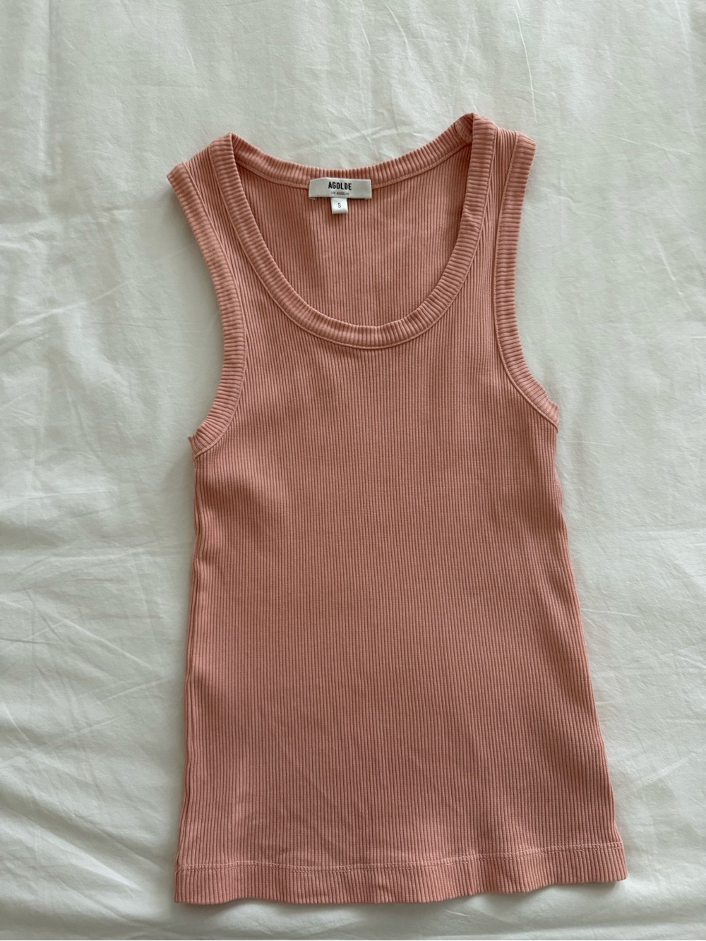 Agolde Poppy Ribbed Tank - Pink Salt - small - Picture 2 of 3